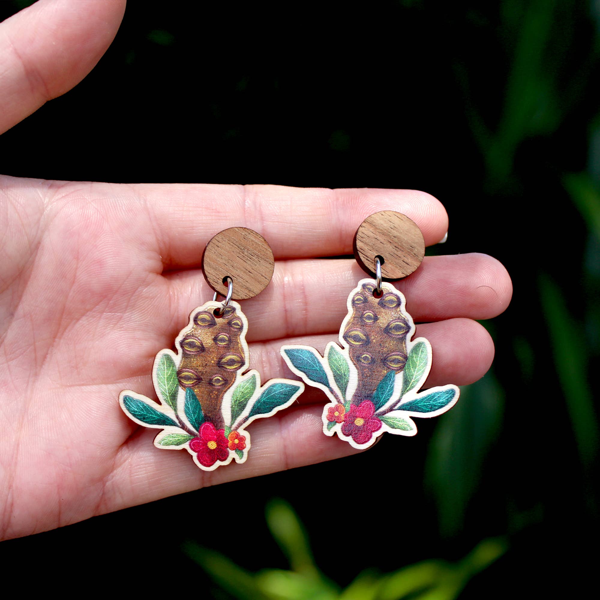 Stray Leaves - Wholesale Dangle earrings - Australian Banksia pods wooden statement earrings2