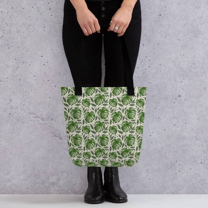Monstera Tote Bag | Reusable Eco Friendly Tote | Plant Design Bag | Gift for Plant Friend for wholesale by Fiddles & Fern