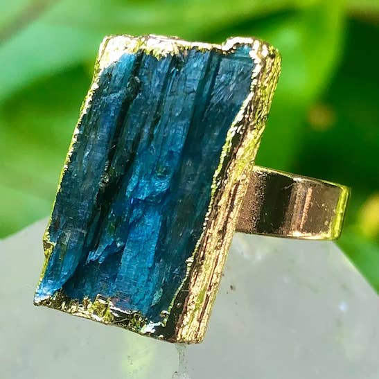 Moon Child - Wholesale Cocktail/Statement Ring - Kyanite Rough Gemstone Ring With Gold0
