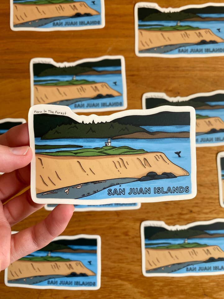 San Juan Island National Historical Park Illustrated Sticker | 3.8” x 2.25” for wholesale by Fern In The Forest
