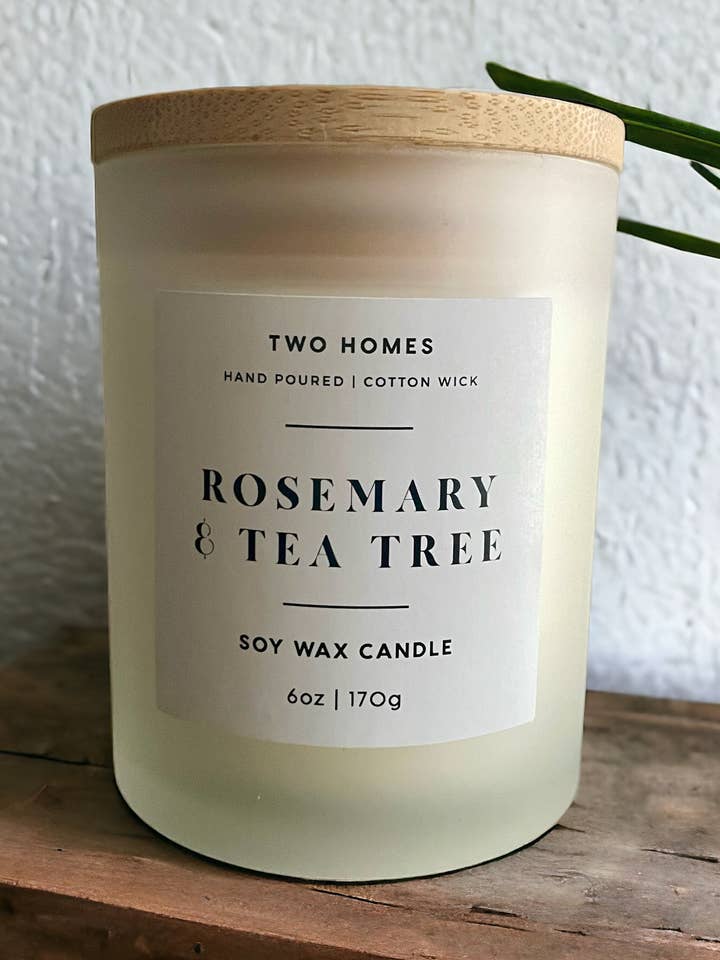 Rosemary & Tea Tree Scented Soy Wax Candle for wholesale by Two Homes