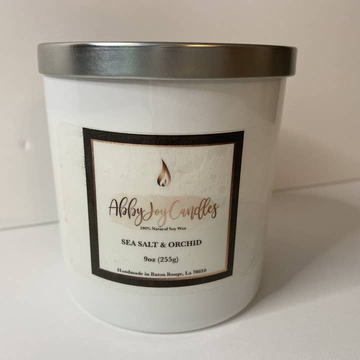 9oz Sea Salt & Orchid Jar Filled Candle for wholesale by AbbyJoy Candles