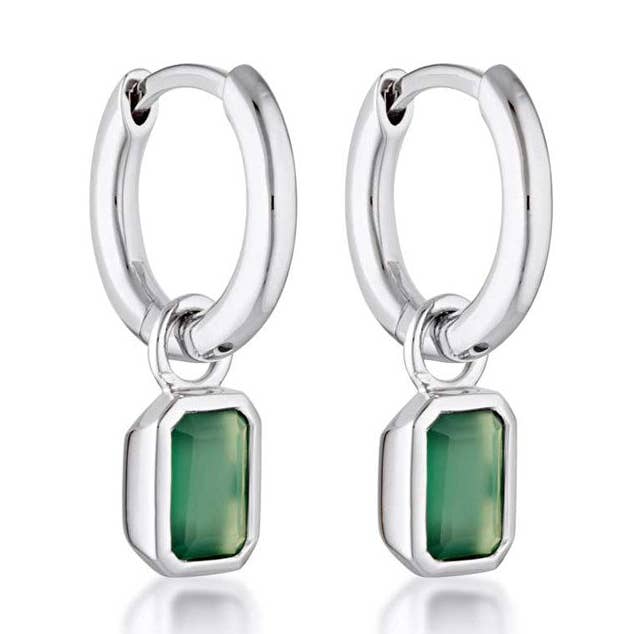 Gemme Huggie Earrings - Green Onyx for wholesale by Linda Tahija Jewellery