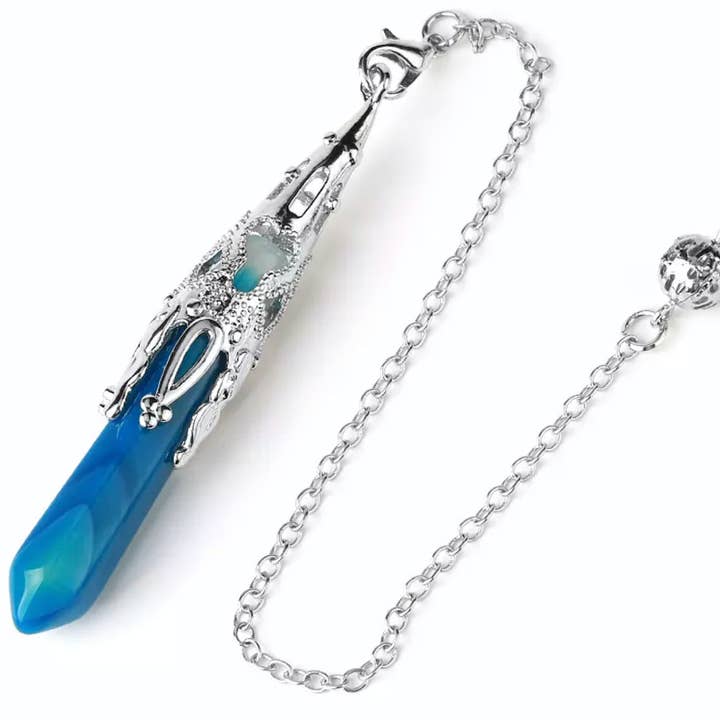 Blue Vein Agate Silver Pendulum ~ "Harmonizing Energies" for wholesale by Moon Child