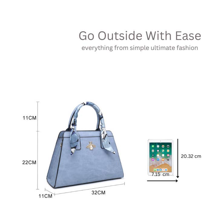 Ellas Trading - Vente Sac à main avec poignée sur le dessus – femme - Sac cabas épaule en soie avec abeille dorée8