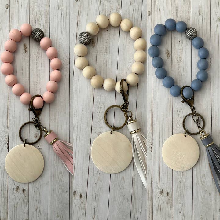 Wooden Beaded Wristlet with Crystal Bead (3 options) for wholesale by Jedi Woods LLC