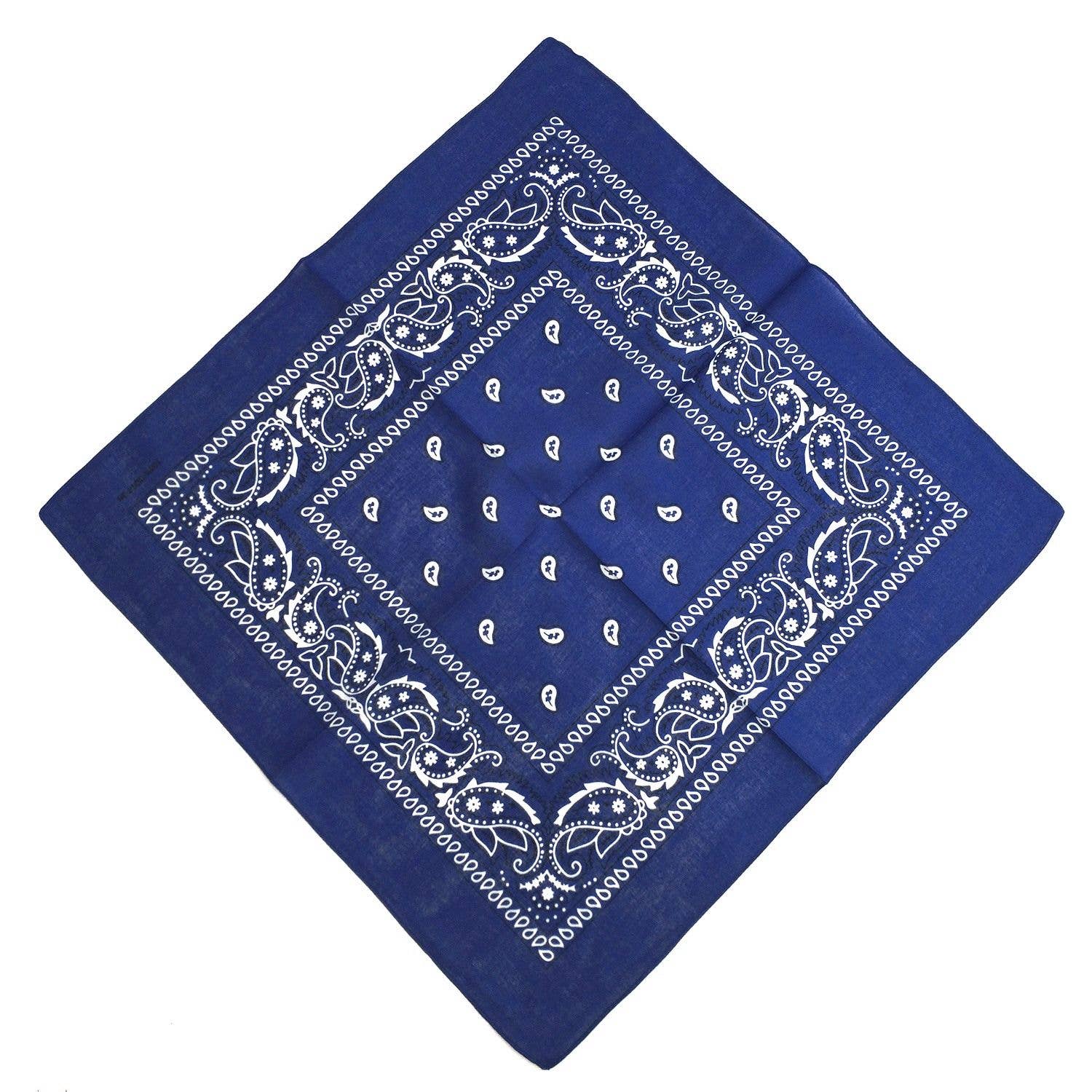 Diacly - Wholesale Bandana - Women's - 12PC Solid Color Paisley Square Bandana Classic Cotton Scarf7