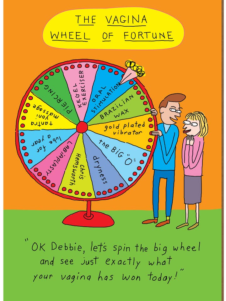 614 Vagina Wheel of Fortune (Birthday, Friendship Card) for wholesale by Clayboys Cards