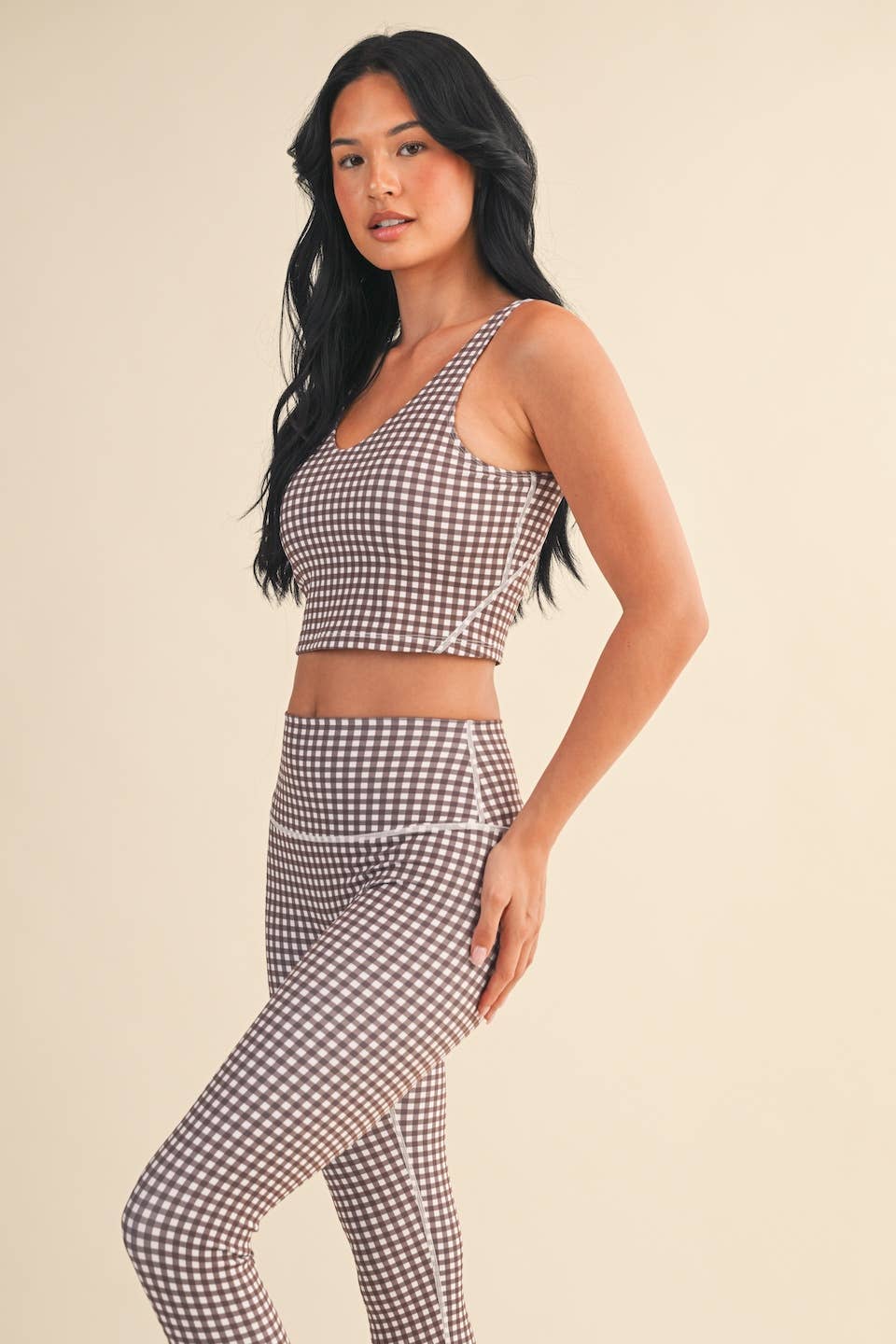 KIMBERLY C - Wholesale Sports Bra - Women's - Gingham Print Aligned Performance Cropped Tank Top32