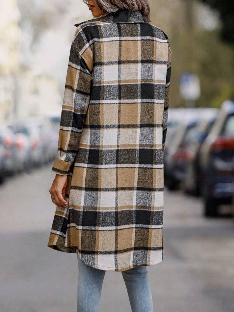 eLook - Wholesale Coat - Women's - SZ1-JK8211 Plaid Button Down Long Coat15