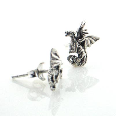 Silver Insanity - Wholesale Stud/Post Earrings - Small Flying Dragons - Detailed Sterling Silver Post Stud Earrings1