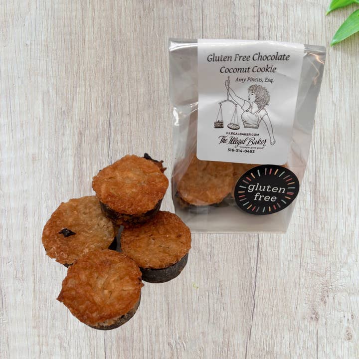 Glutenvrije kokoskoekjes met chocoladedip voor wholesale door The Illegal Baker, LLC