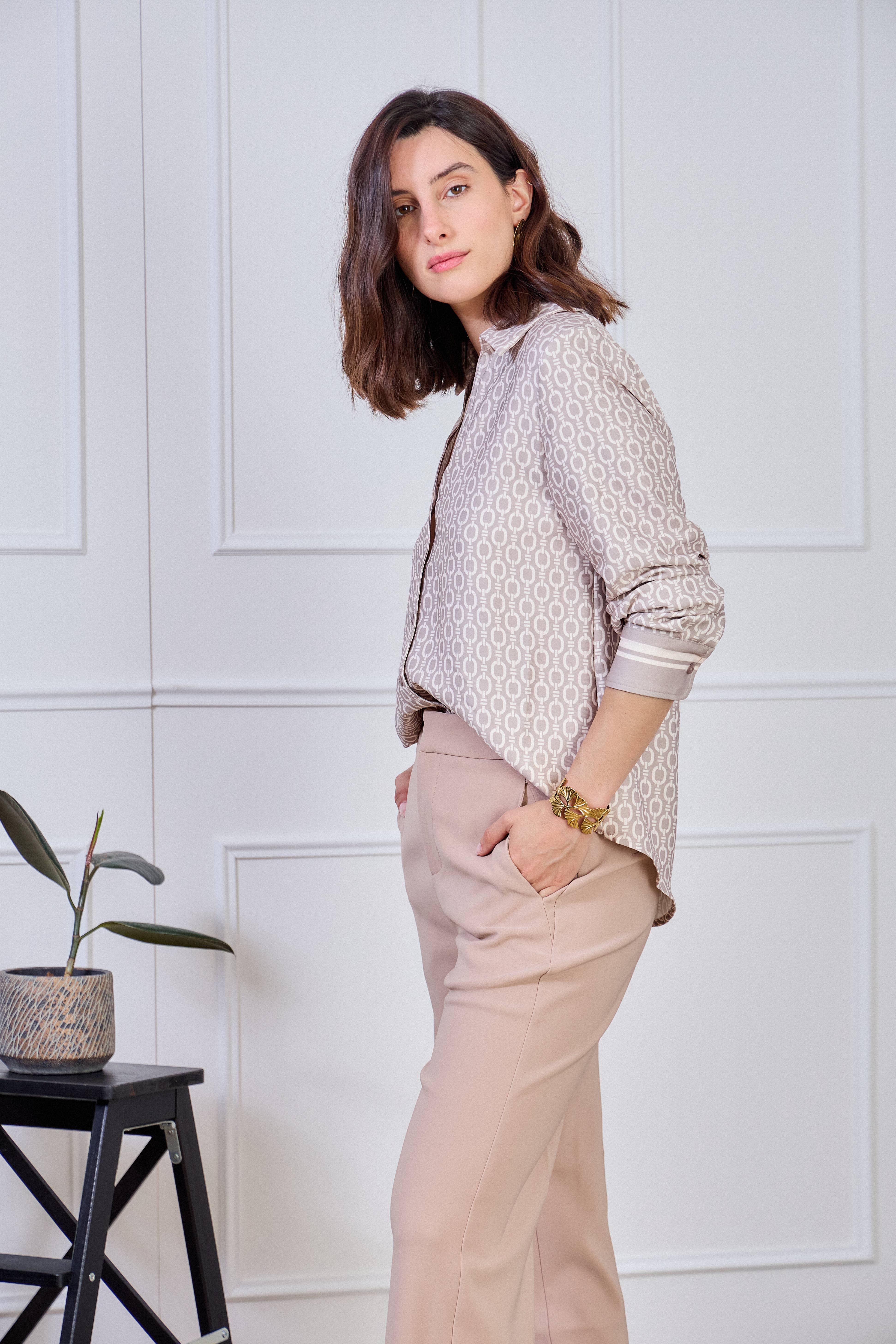 LULUMARY - Wholesale Overhemd met knopen - Dames - Kettingprint overhemd CH352A3