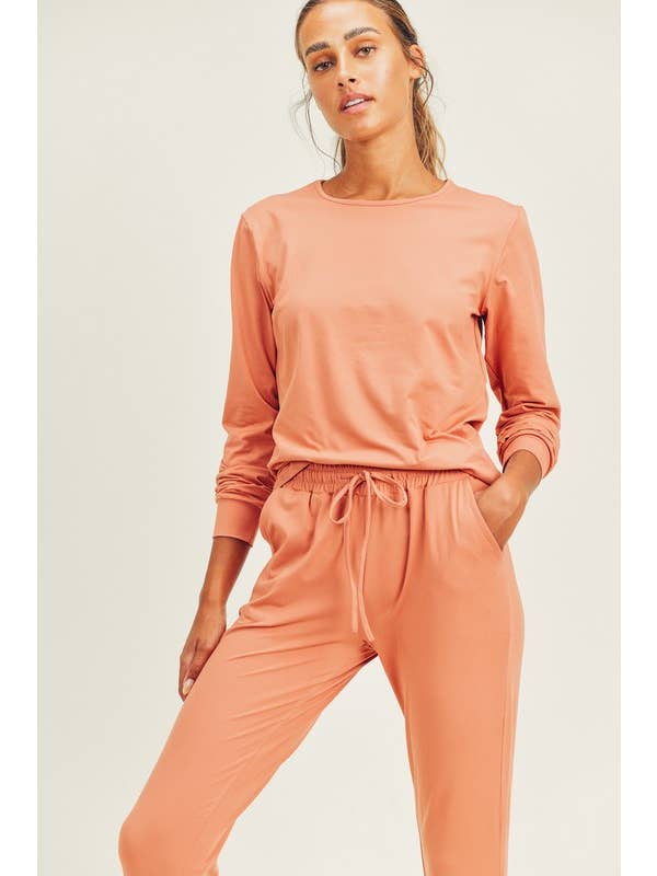 Copper Brushed Soft Peach Skin Long Sleeve & Lounge Pant for wholesale on Faire