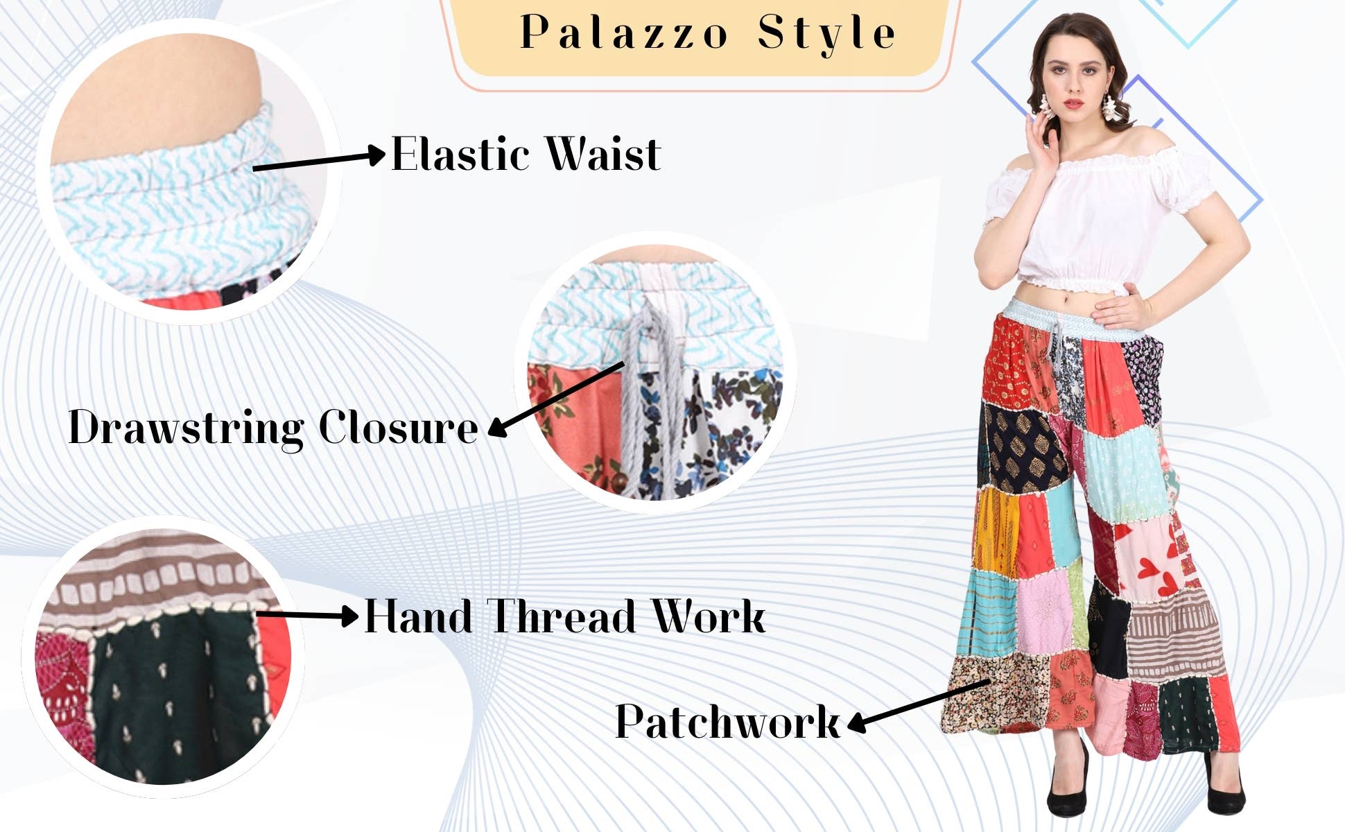 Wevez - Wholesale Pants - Women's - Women Multi Patchwork Wide Leg Pajama Acidwash Pant Mix Lot7