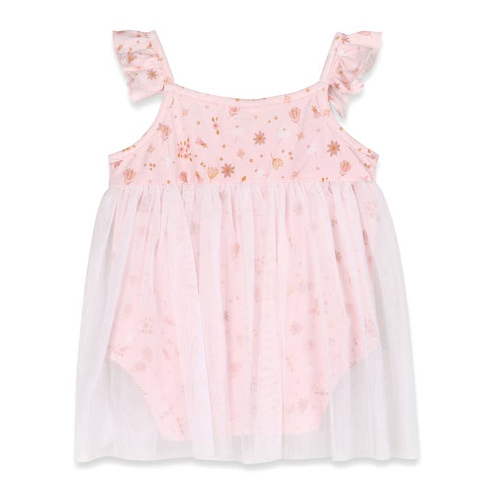 Pink Floral Tutu Romper Baby Dress (Organic Jersey) for wholesale on Faire3