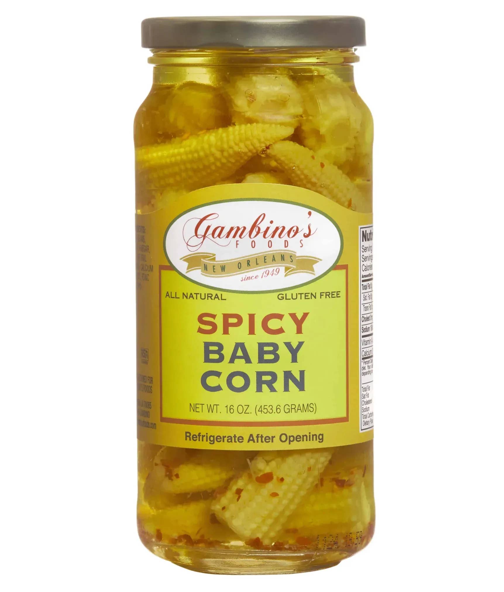 Gambino's Foods - Wholesale Pickled Vegetables - Spicy Baby Corn, 16 oz Jar (3-Pack)