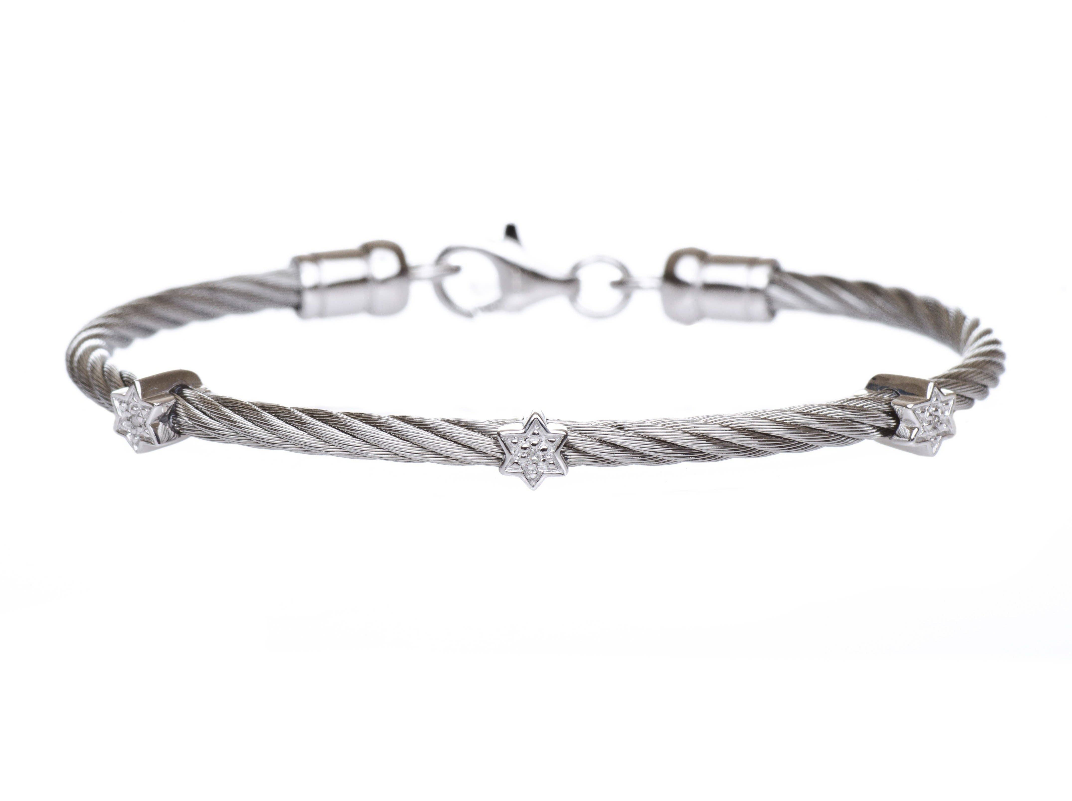 ALEF BET JEWELRY - Wholesale Charm/Dangle Bracelet - Diamond Jewish Star Bracelet in 4 Different Colors4