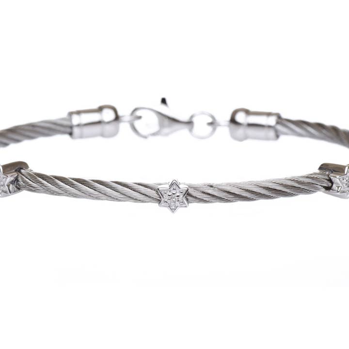 ALEF BET JEWELRY - Wholesale Charm/Dangle Bracelet - Diamond Jewish Star Bracelet in 4 Different Colors4