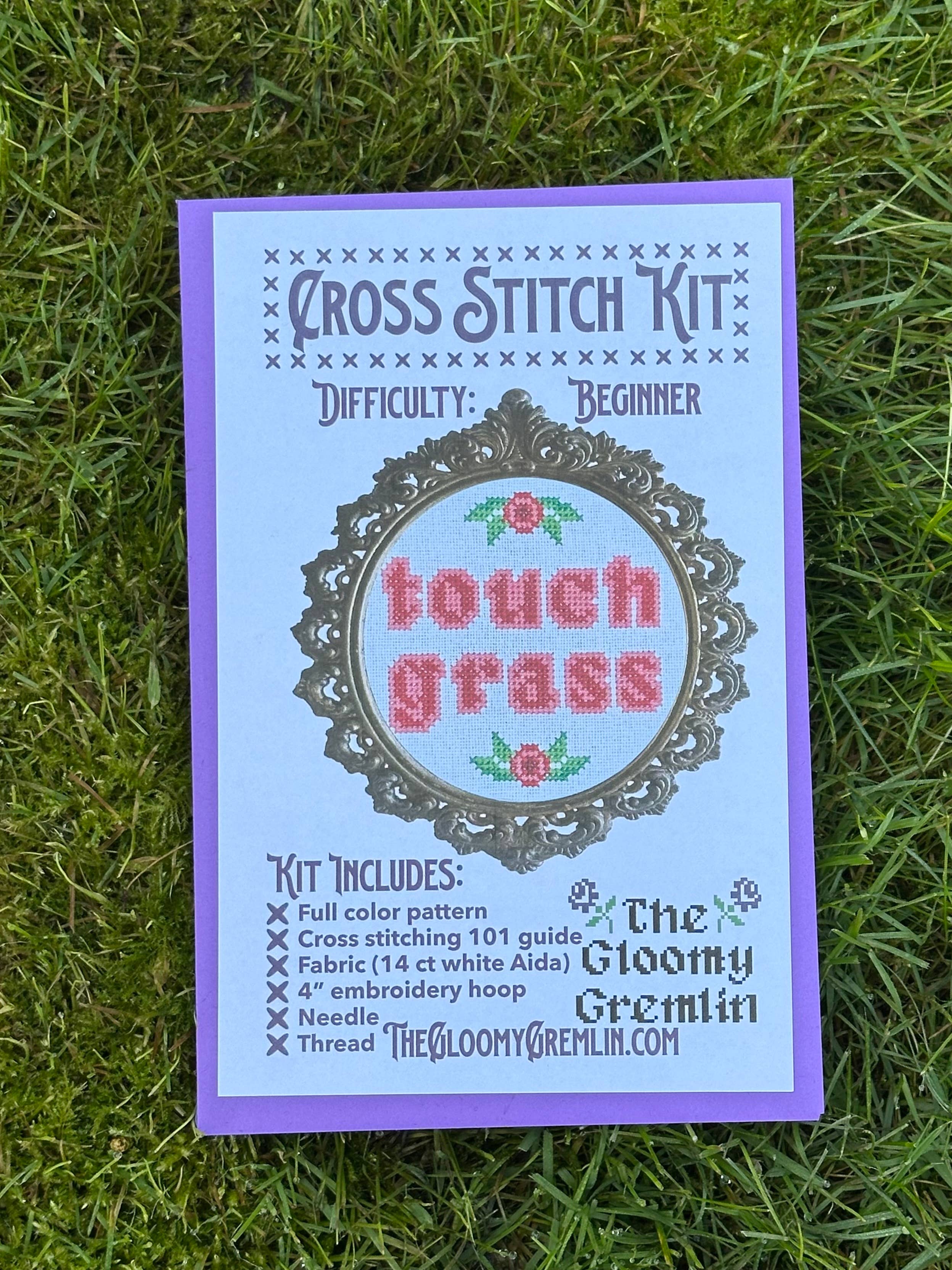 The Gloomy Gremlin - Wholesale Embroidery/Cross Stitch Supplies - Touch Grass - Cross Stitch Kit 6