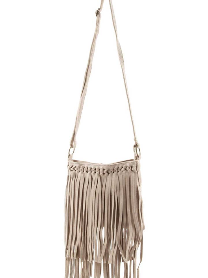 Sac à bandoulière à franges en cuir véritable pour la vente par Shop Neighbors