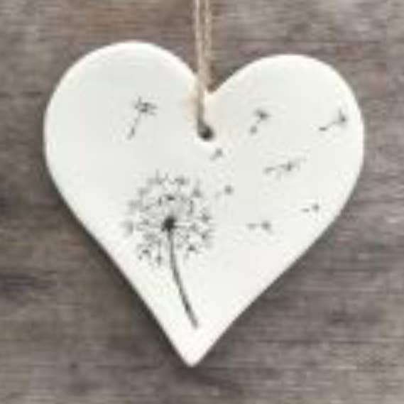 Merryfield Pottery – wholesale Ornament – D-Botanical Seedhead Dandelion Clock w Design Hanging Heart0