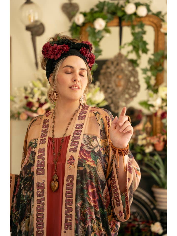 Market of Stars (USA) - Wholesale Kimono - Women's - Courage Dear Heart Opera Duster Kimono Robe w/ Sacred Heart3