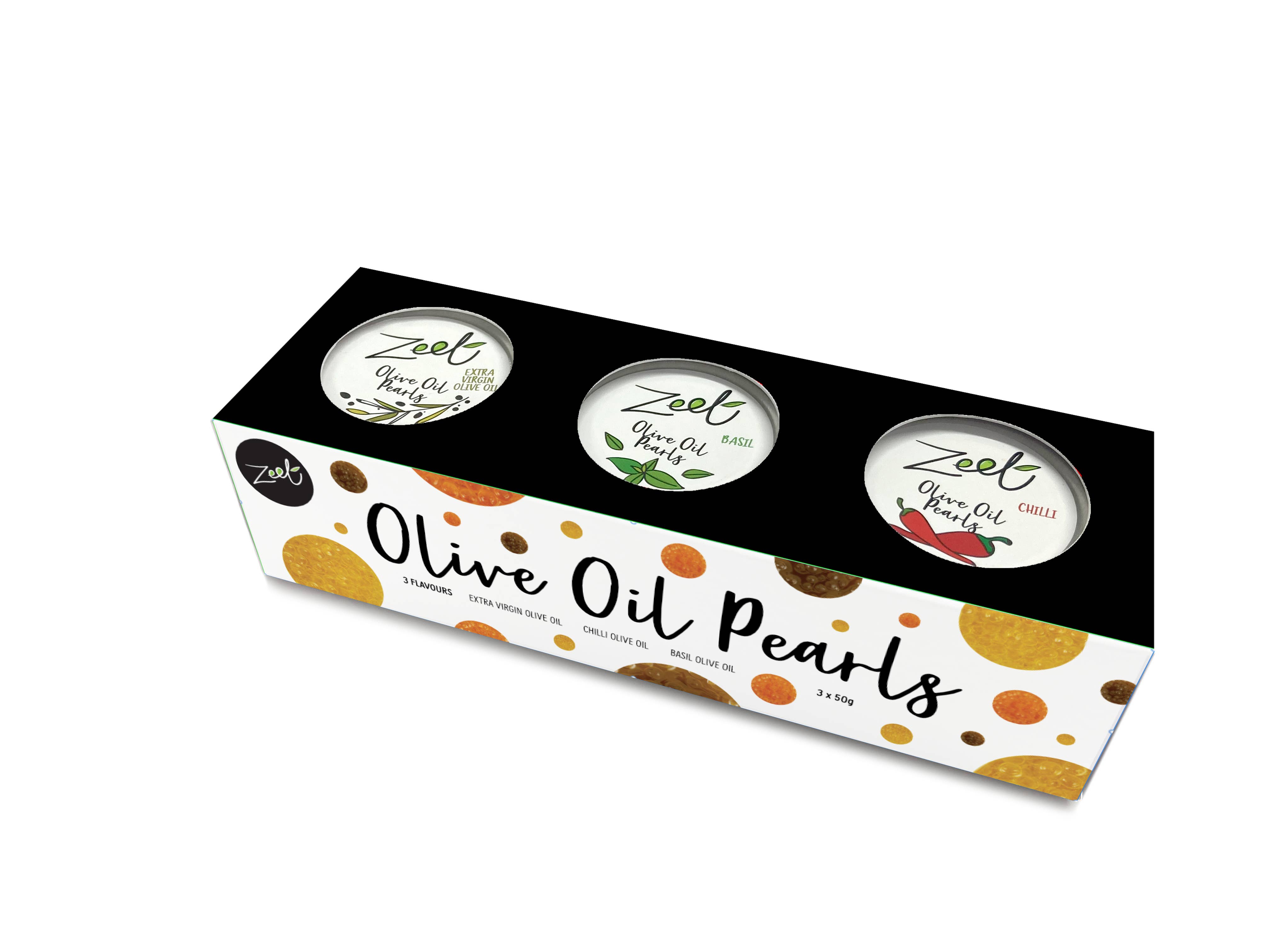 ZEET - Vente Huile d'olive - COFFRET CADEAU DE PERLES D'HUILE D'OLIVE EXTRA VIERGE 3x50g