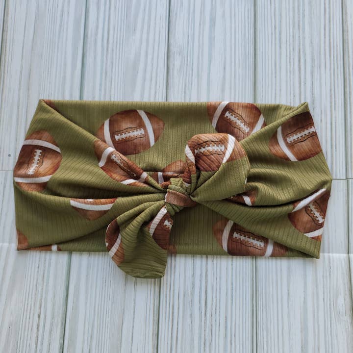 Football on Green Headband for wholesale by The Nut 'n Bubs