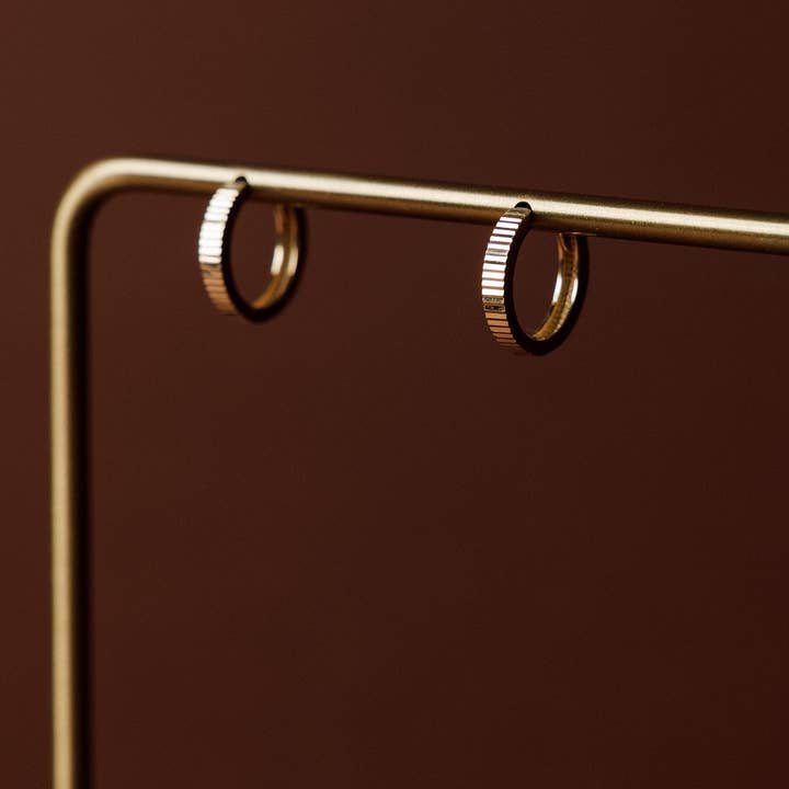14k Fine Textured Colette Hoops for wholesale by Natalie Borton Designs
