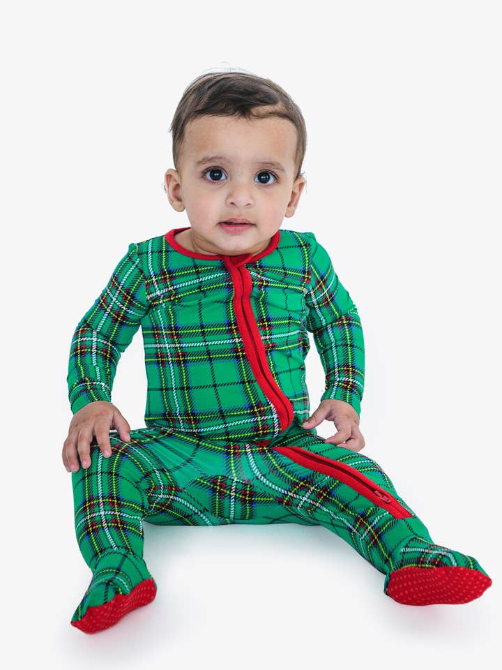 SoftSnooze™ Baby Cotton Modal Green Nicholas Plaid Footed One Piece Pajama
for wholesale by RuffleButts + RuggedButts