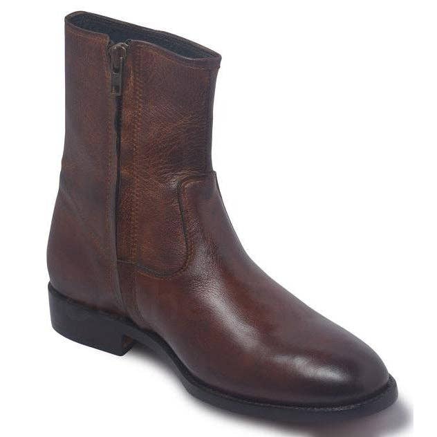 Men Brown Zipper Ankle Genuine Leather Boots for wholesale by Leather Skin Shop