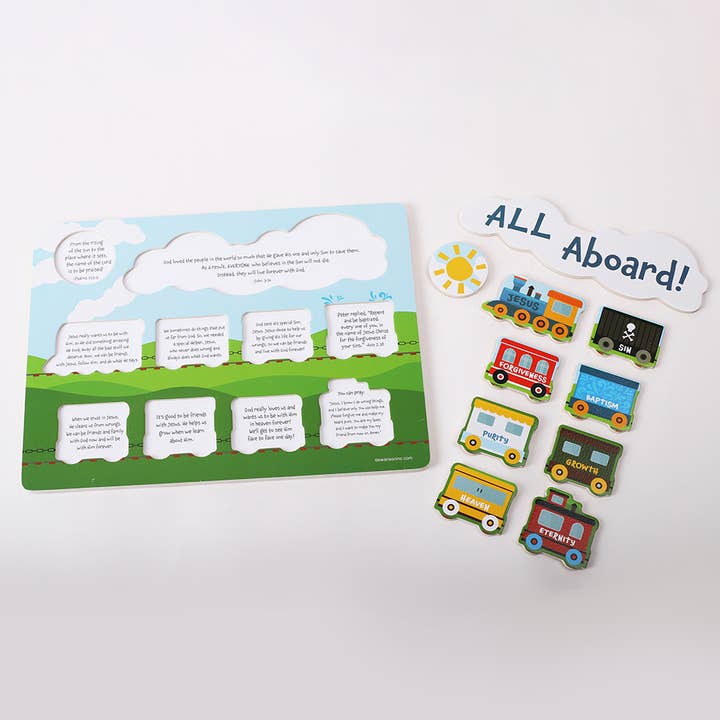 Swanson Christian Products - Wholesale Wood Toy - Kids - Wooden Puzzle - Chunky Pieces - Plan of Salvation Train