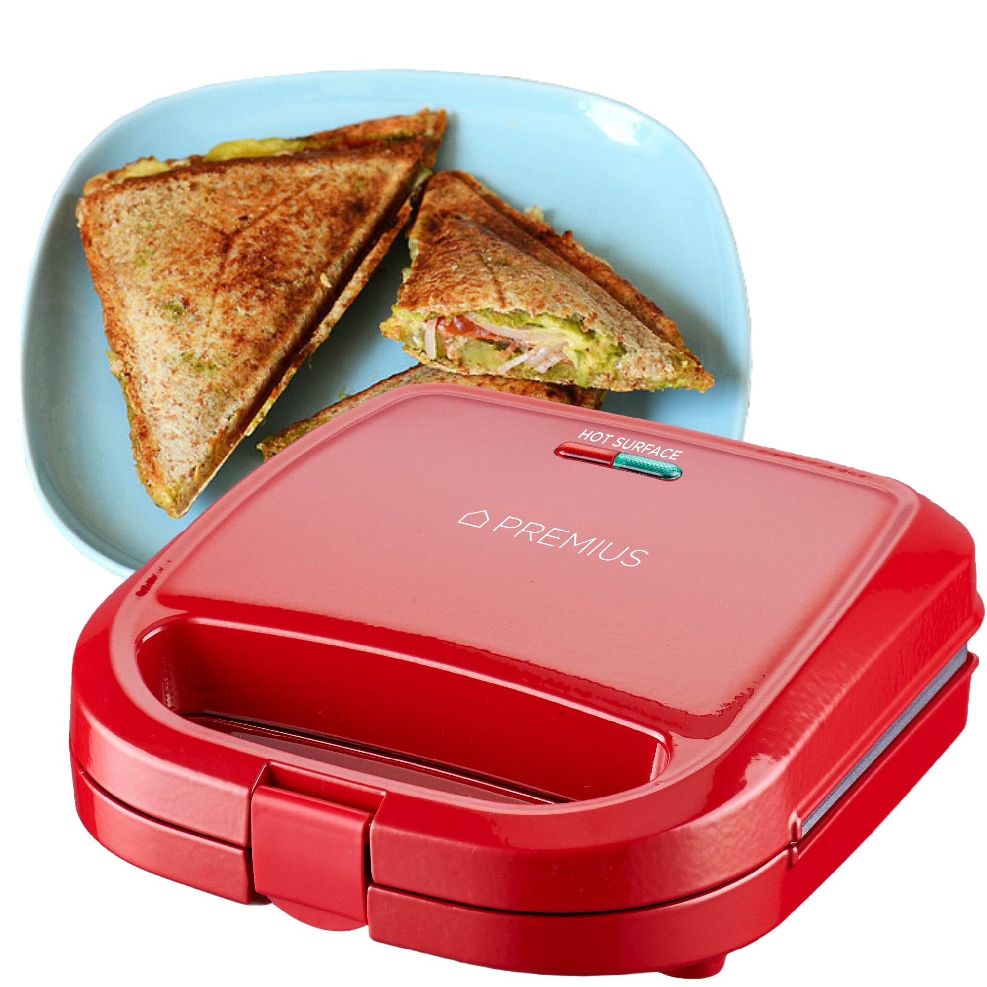 ShopBobbys - Wholesale Kitchen Appliance - PREMIUS Ceramic Non-Stick Double Slice Sandwich Maker, 8.25x4.75 Inch Mold5
