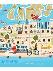 Mappa illustrata di Long Beach per la vendita all'ingrosso da parte di LOST DOG art & frame