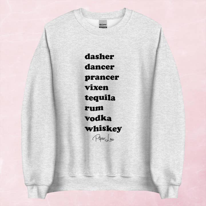 Piper Lou Collection - Wholesale Graphic Sweatshirt - Women's - Dasher Dancer Prancer Vixen Drinks Graphic Crewneck Sweatshirt3