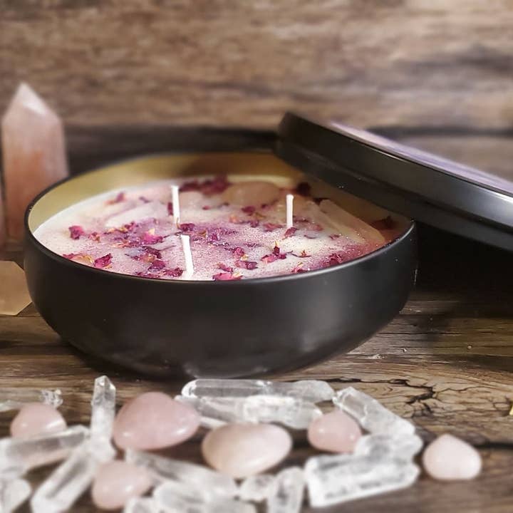 Feeling The Love 3 wick Candle With Or Without labels for wholesale by Mine Crystals & Soul