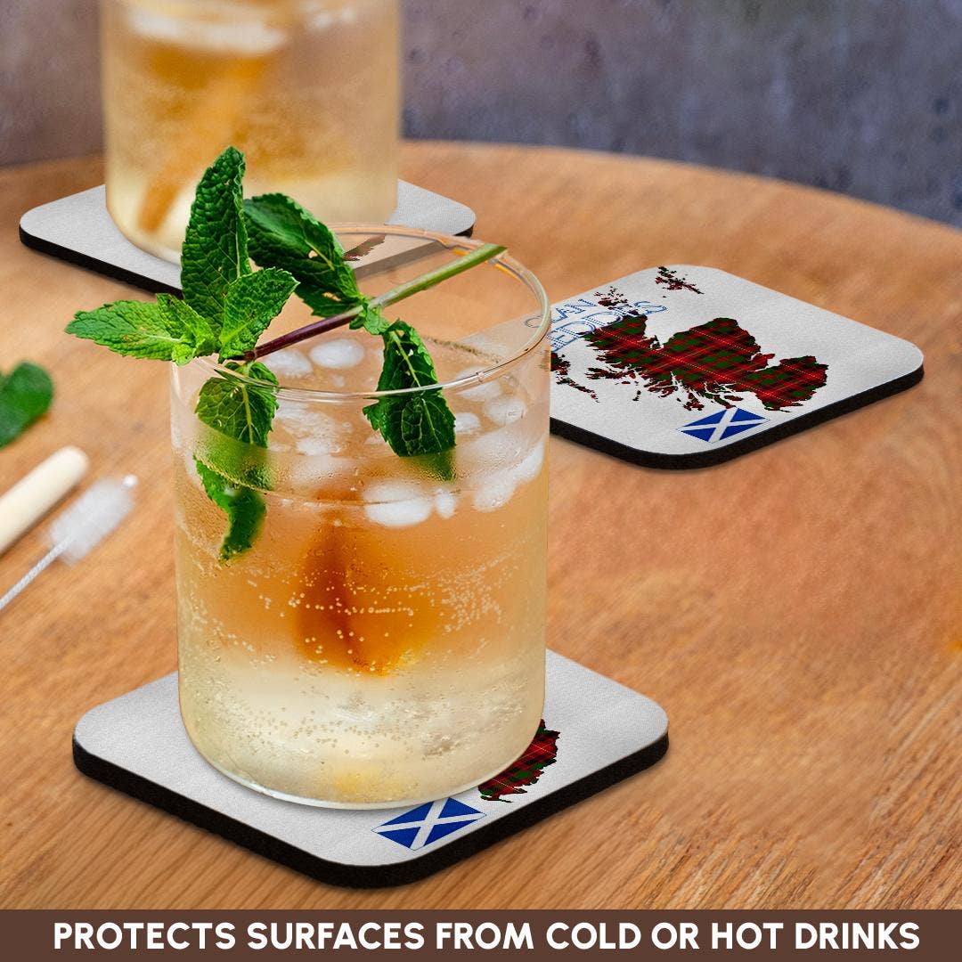 3dRose - Vendita all'ingrosso Sottobicchiere - 3dRose, Contorno della Scozia con il tartan del clan familiare Geddes., Sottobicchiere9