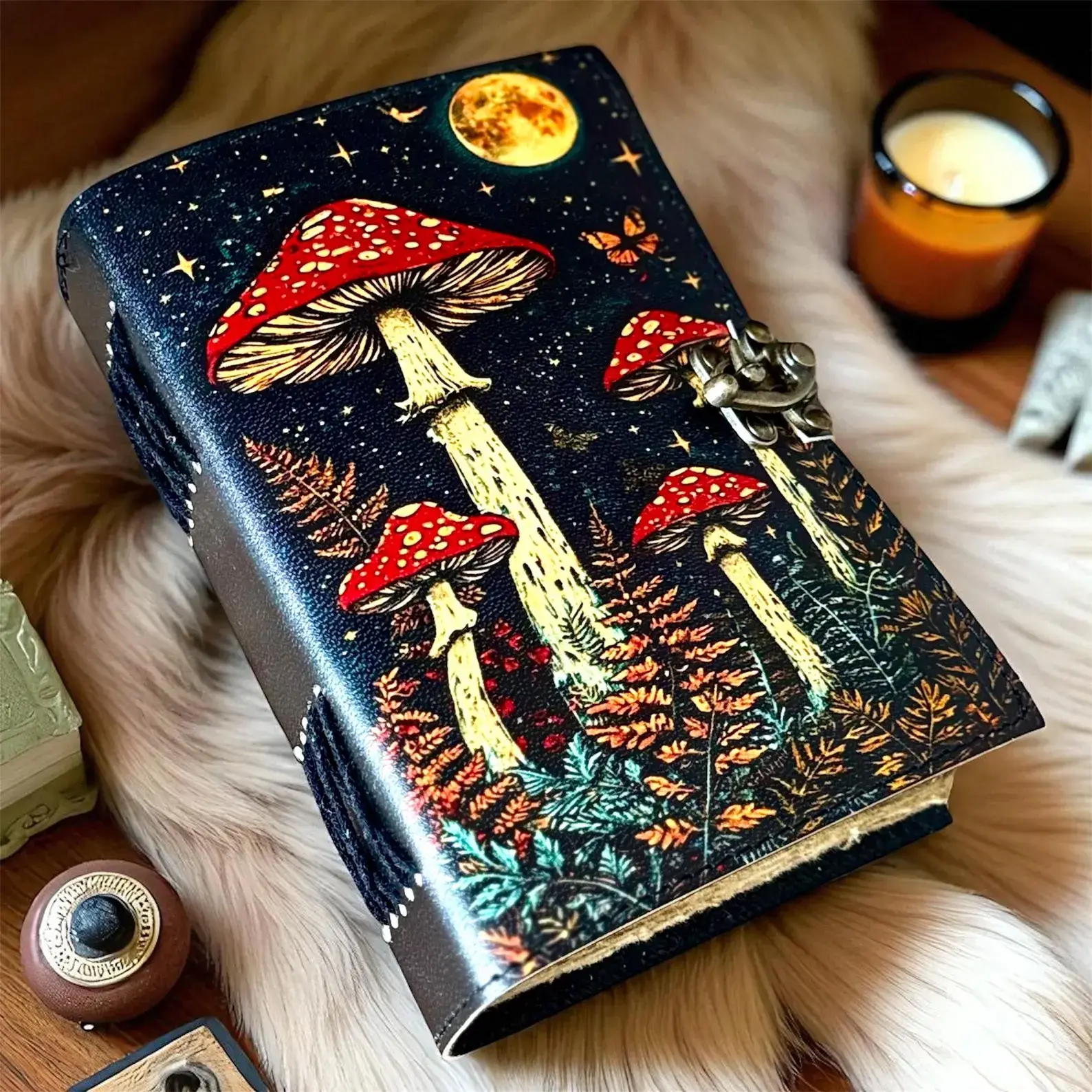 MNM HANDICRAFTS – wholesale Journal och dagbok – Svamp-läder Grimoire Journal Skuggornas Bok6