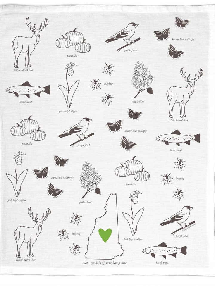 Love My State, Organic Cotton Tea Towel for wholesale by Coast & Cotton