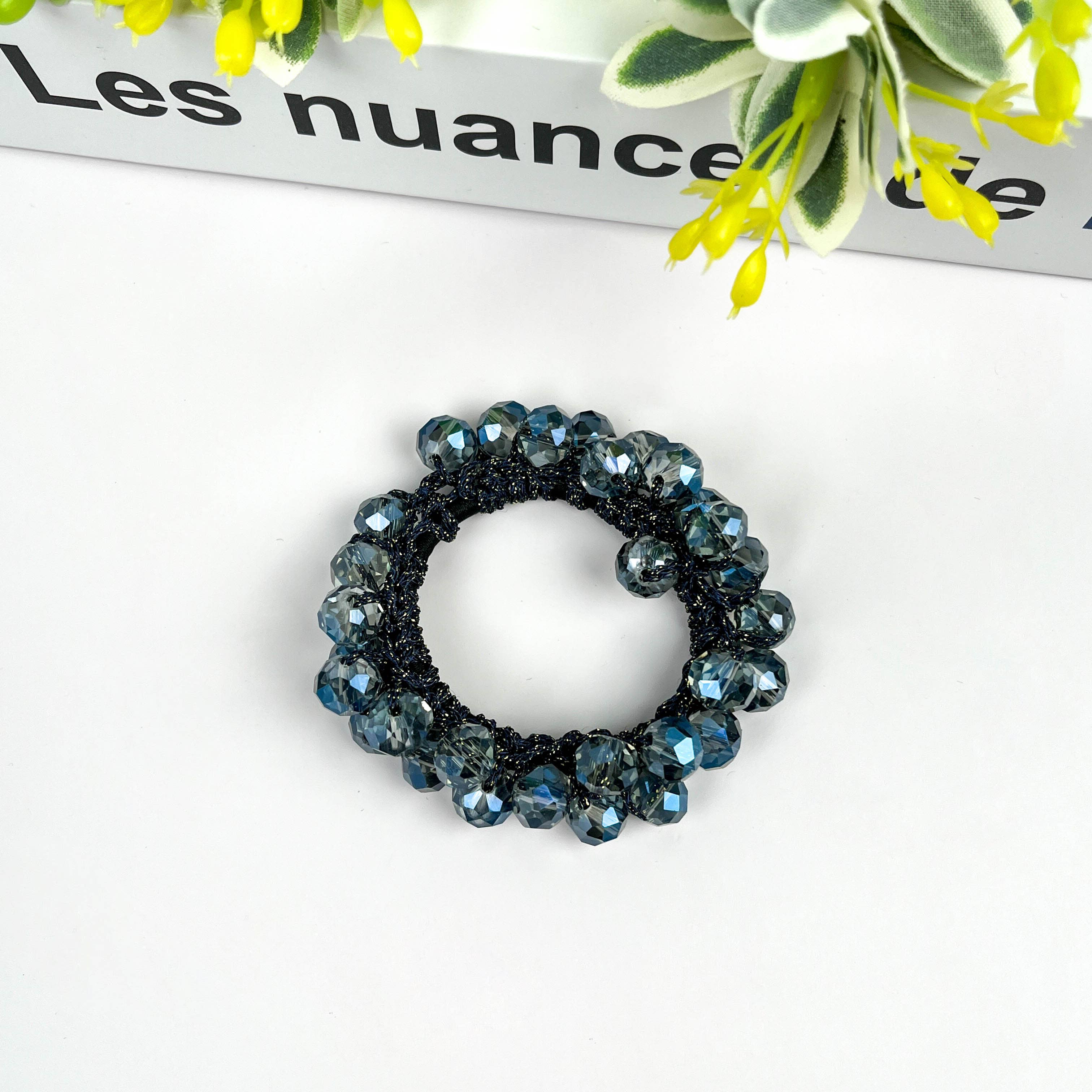 TheDivaSoap - Vente Élastique à cheveux - Élastique à cheveux en cristal élégant, bracelet en strass3