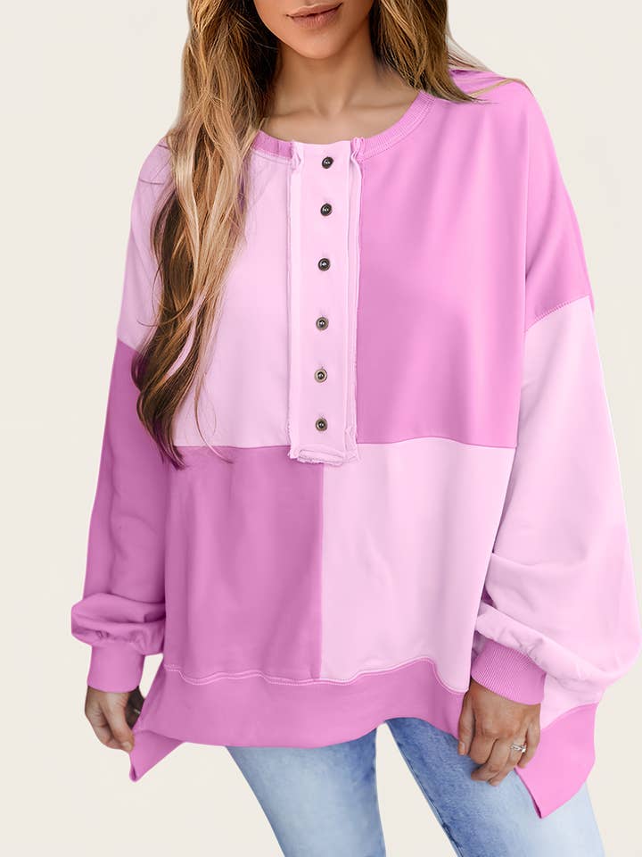 Casual Patchwork Kraag Lange Mouw Pullover Zacht En Gezellig voor wholesale door Aria Romance