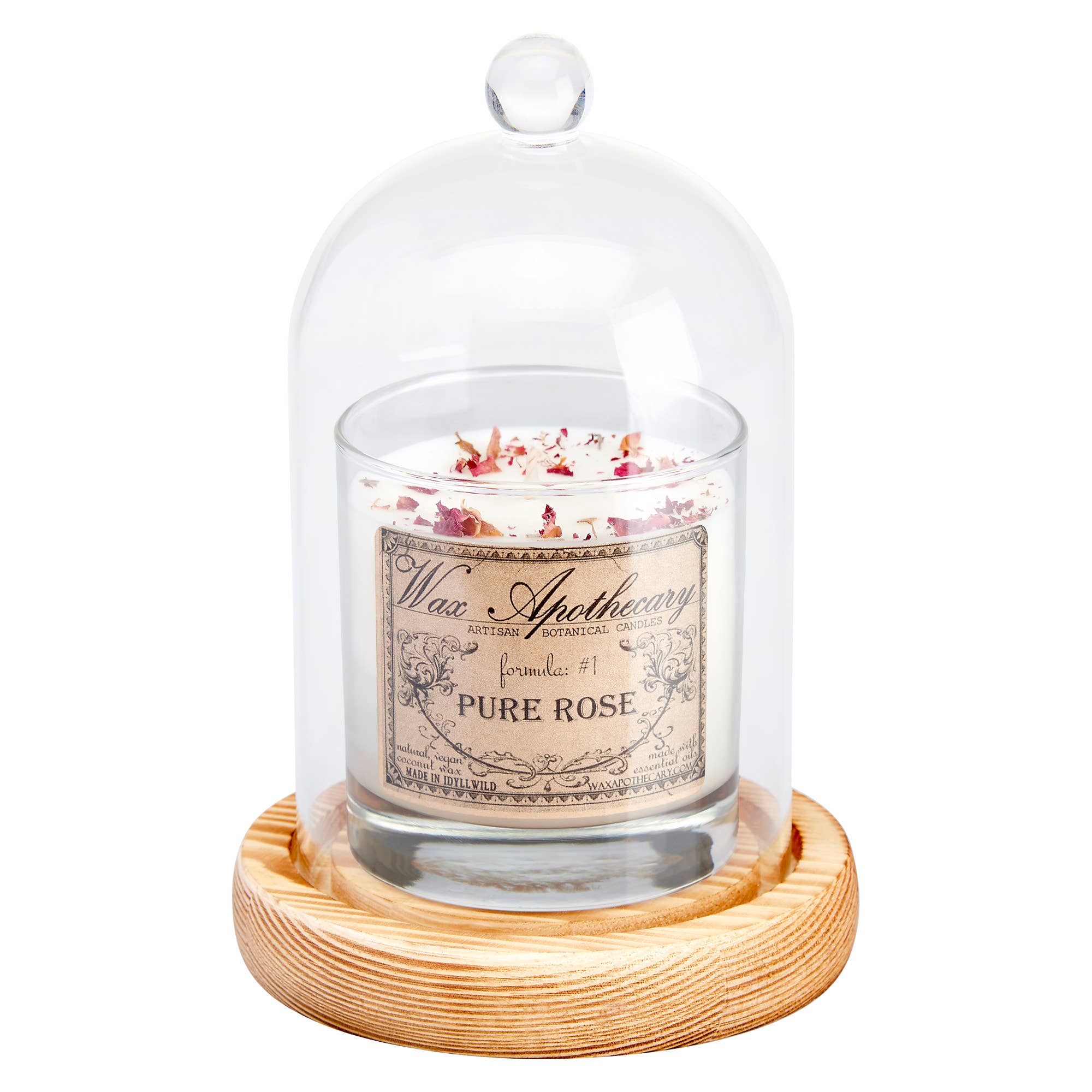 Wax Apothecary – Jarra decorativa por atacado – Campânula de vidro com base de madeira para exibição de velas5