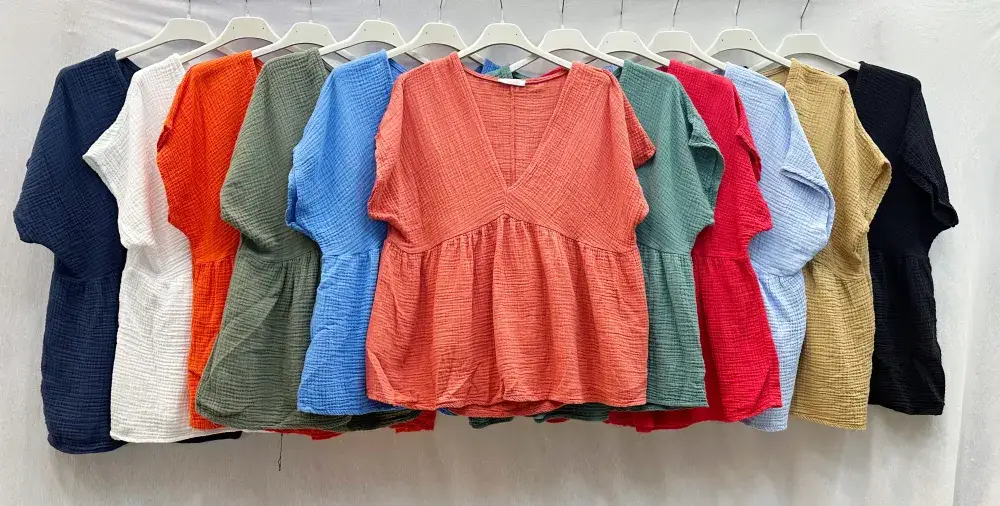 Mimi & Gogo - Wholesale Blouse - Women's - Cotton Gauze Blouse @5234-HGazeV10