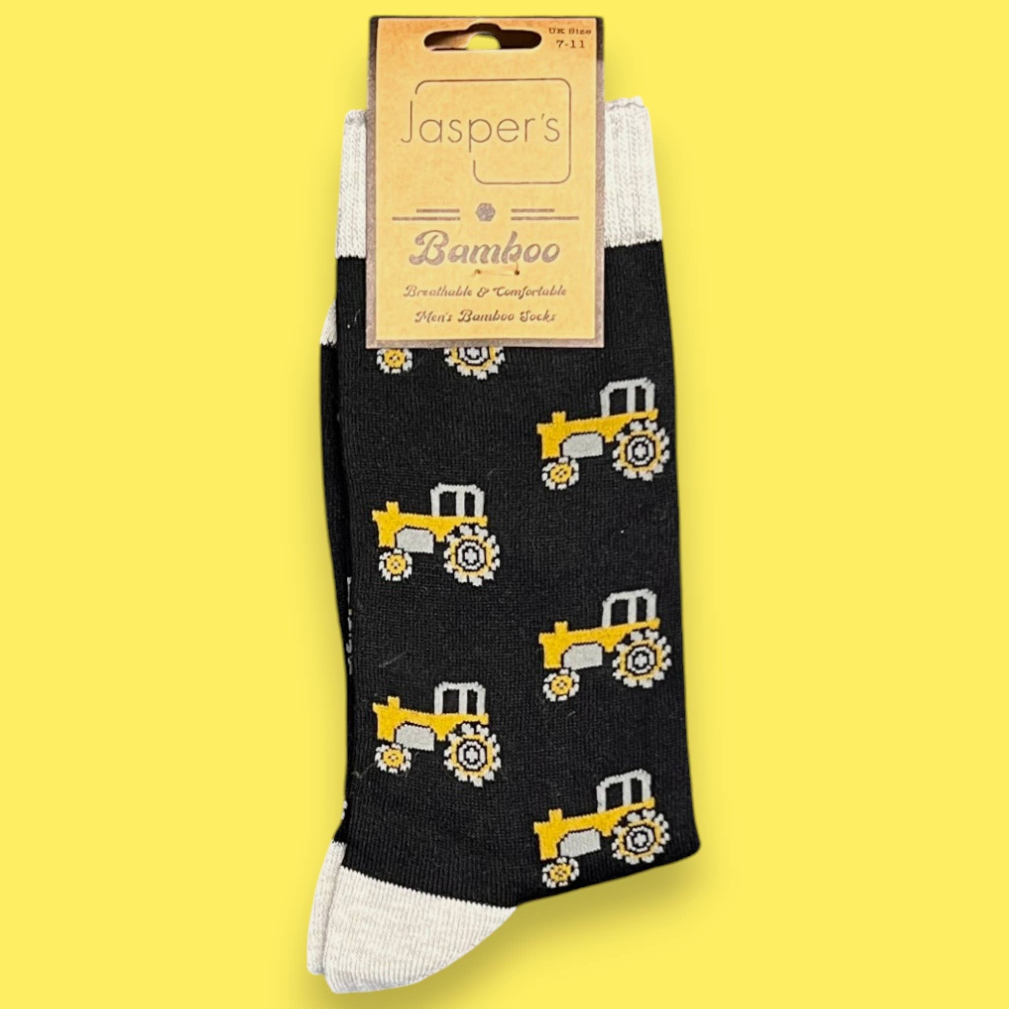 Jess & Lou - Wholesale Socks - Men's - Men's Black Tractor Bamboo Socks BM1601