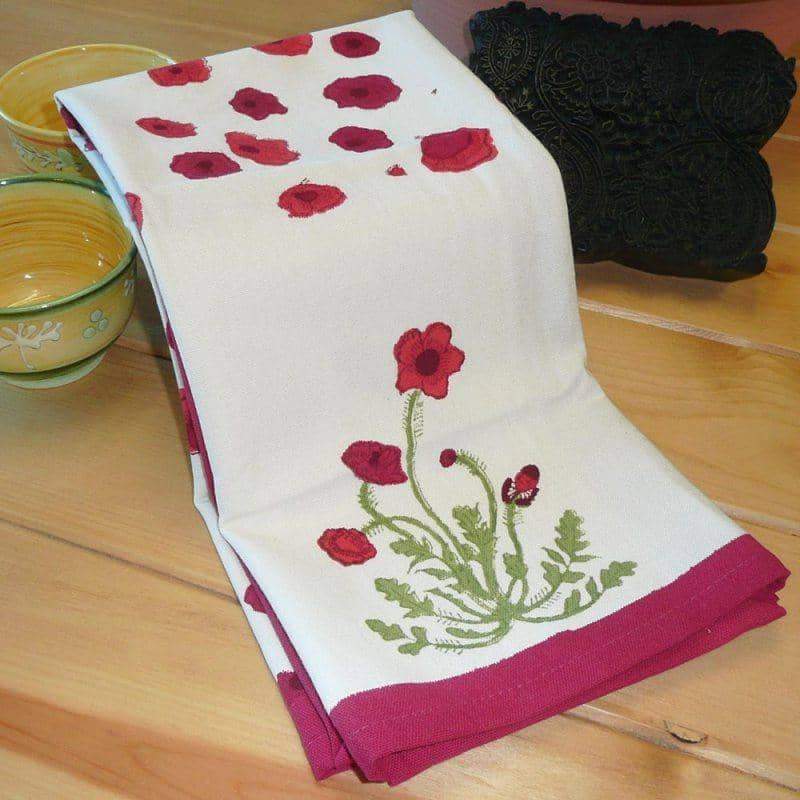 Couleur Nature - Wholesale Tea Towel - Poppies Red/Green Tea Towels - Set of 31
