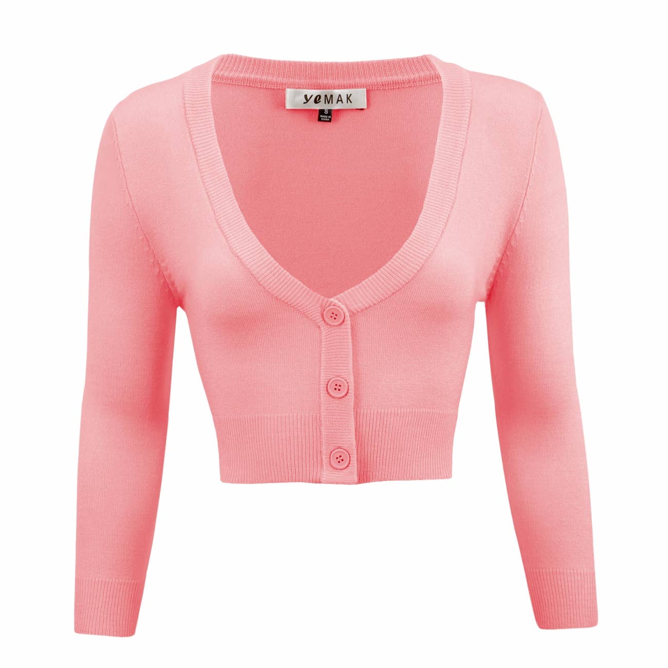 Mak - Wholesale Cardigan - Women's - Cropped Bolero 3/4 Sleeve V-Neck PLUS size Cardigan CO129PL57