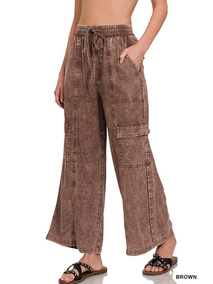 42POPS – Großhandel Hose – Damen – .....Gewaschene Leinenhosen mit Kordelzug12