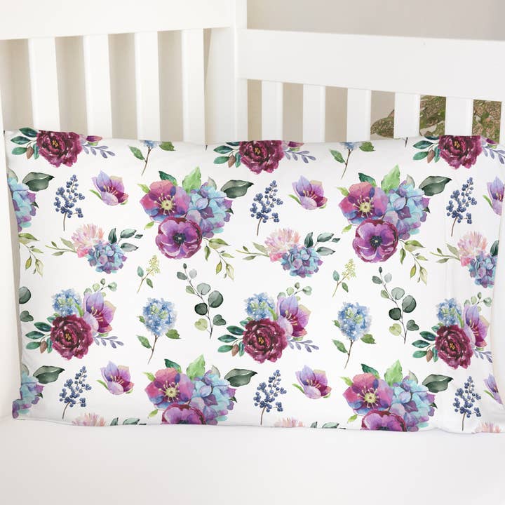Pillowcase- Blue Floral (2 sizes available) for wholesale by Honey Lemonade- Minky Baby Blankets and Gifts