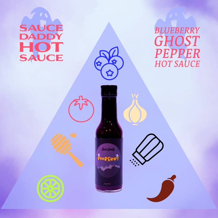 Sauce Daddy Hot Sauce LLC – wholesale Hot sauce – "Boo-berry" Blueberry Ghost pepper hot sauce